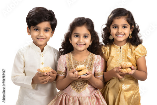 Portrait of indian young kids or bothers, Isolated on transparent PNG background, Generative ai