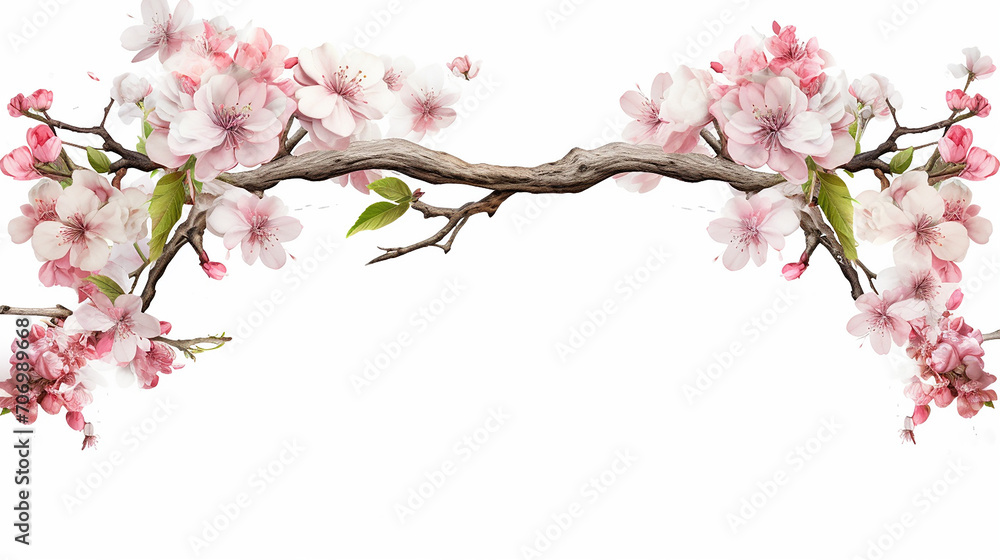 Tree branch flower Photo Overlays Summer spring painted illustration background - obrazy, fototapety, plakaty 