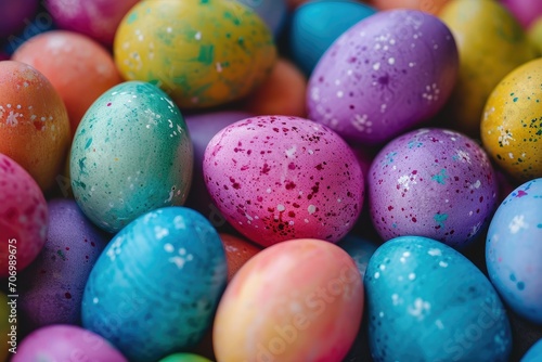 Pile of colorful Easter eggs photo