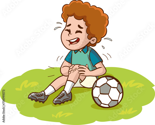  vector illustration of boy injured while playing football
