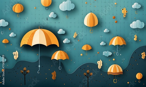 Background with rainy season elements. Generative Ai