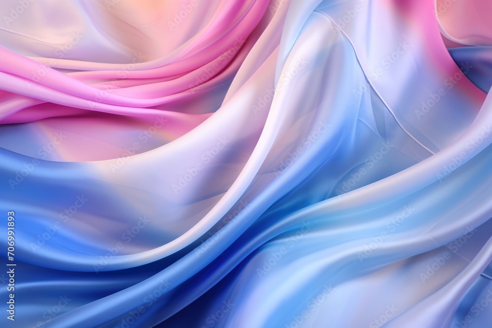 Obraz premium Folds of silk satin fabric lie beautifully on the table. Elegant pastel textile background for advertising goods and business.