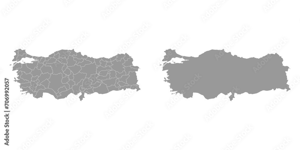 Turkey grey map with administrative divisions. Vector illustration. Turkey grey map with administrative divisions. Vector illustration.
