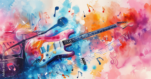 A melodic world depicted in watercolor, presenting a conceptual background that resonates with the vibrant and harmonious essence of the music.