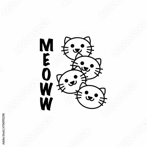 meoww cat black and white illustration for logo, element, design, template, etc 