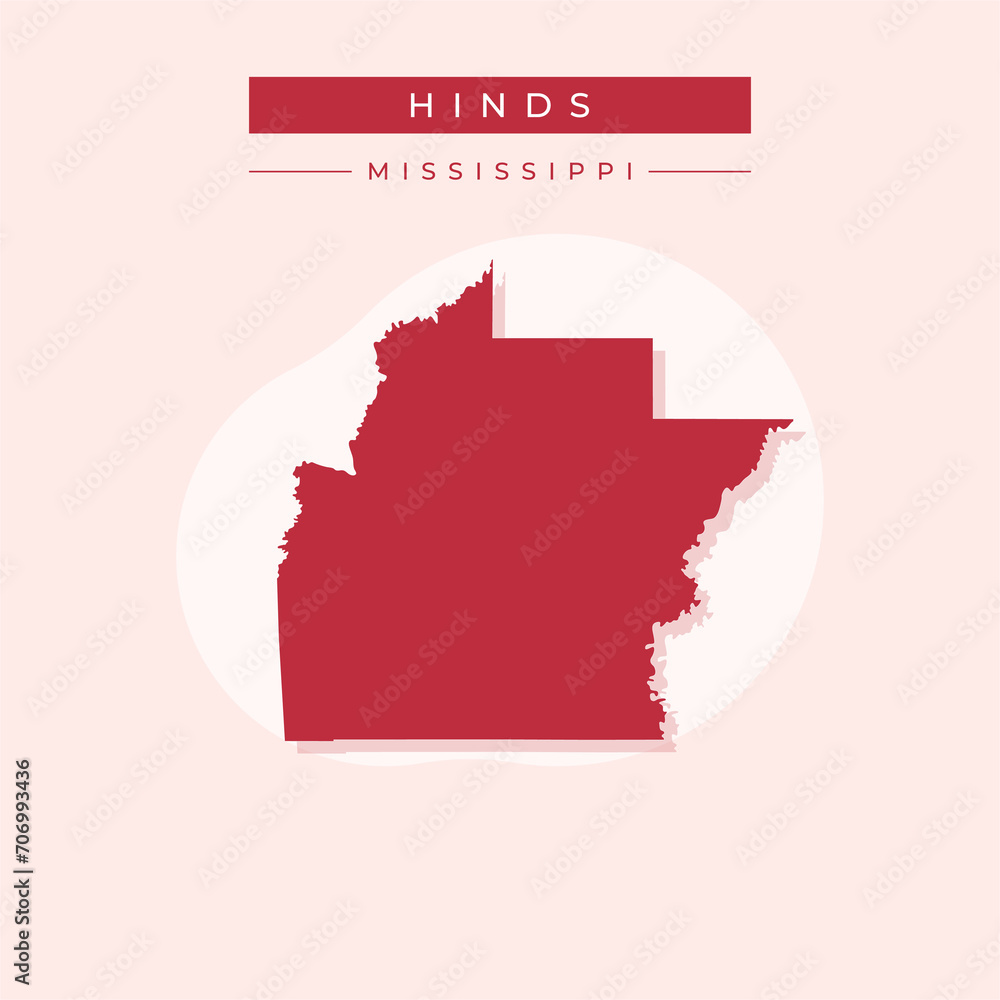 Vector illustration vector of Hinds map Mississippi