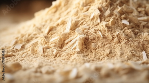 Sawdust or wood dust texture background. Wood sawdust floor texture background closeup. photo