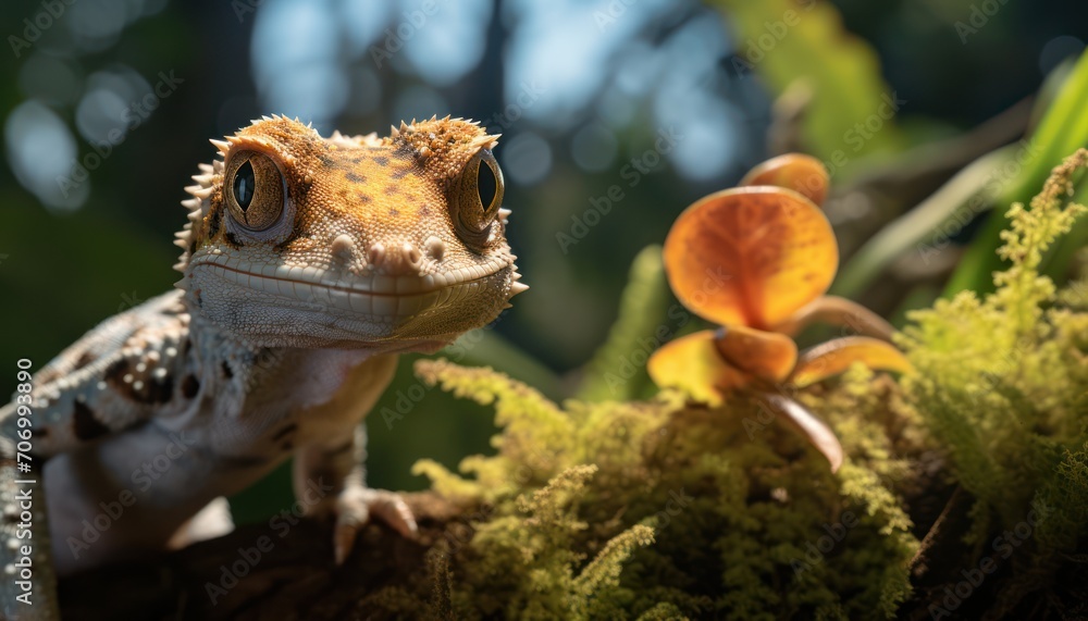 Tokay Gecko Perched on Tree Branch Tokay Gecko Perched on Tree Branch