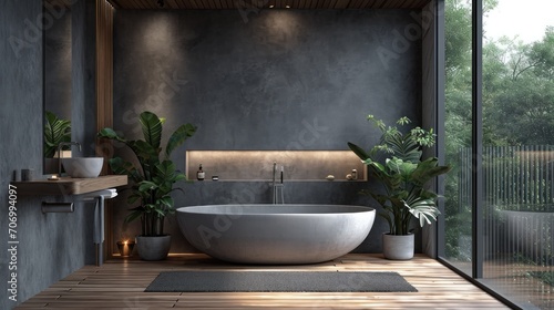 Modern luxury interior architecture  Bathroom Design 3d rendering copy space
