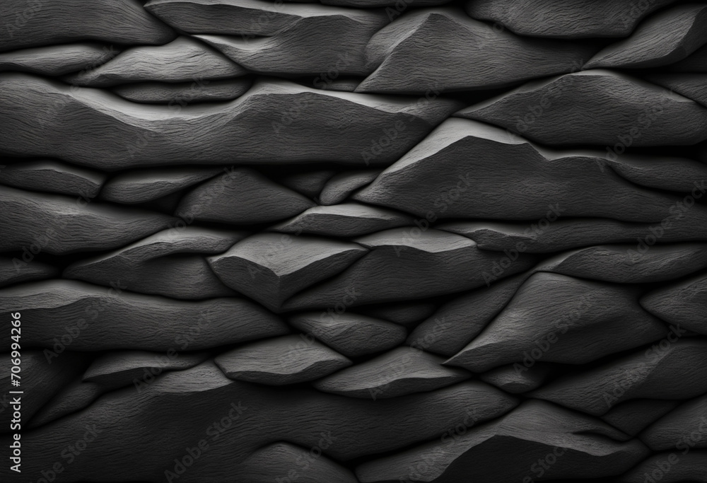 Obraz premium Dark grunge background. Black rock texture. Monochrome stone backdrop. Rough mountain surface. Close-up. Empty space.