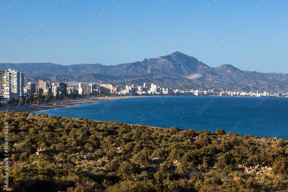 Panorama con vista Playa de San Juan ad Alicante, Spagna