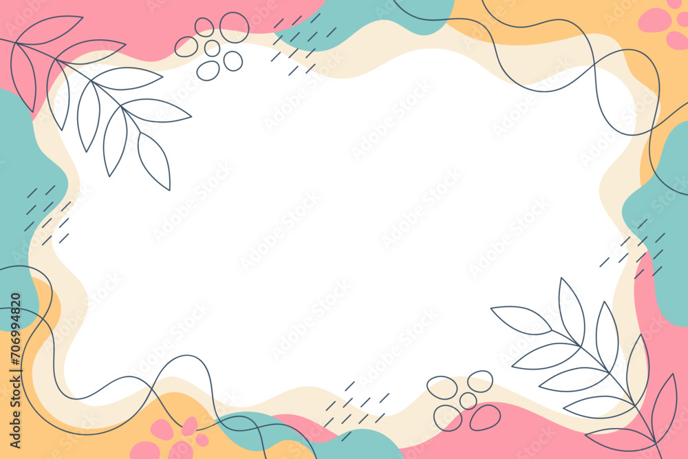 abstract hand drawn shapes composition background. colorful floral frame background for web banner, flyer, poster, brochure, cover, presentation