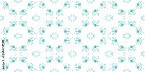 Floral seamless contour pattern. Bicolor pattern of flowers, leaves and swirls, for home textile design