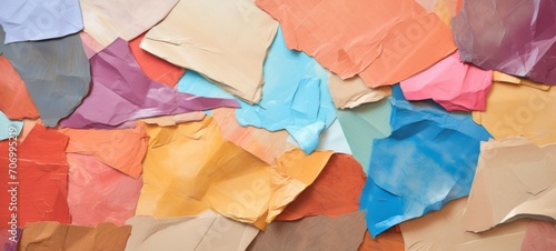 bstract colorful texture background of torn pieces of paper