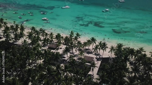 drone shot  the beach in Isla Saona, dominican republic photo