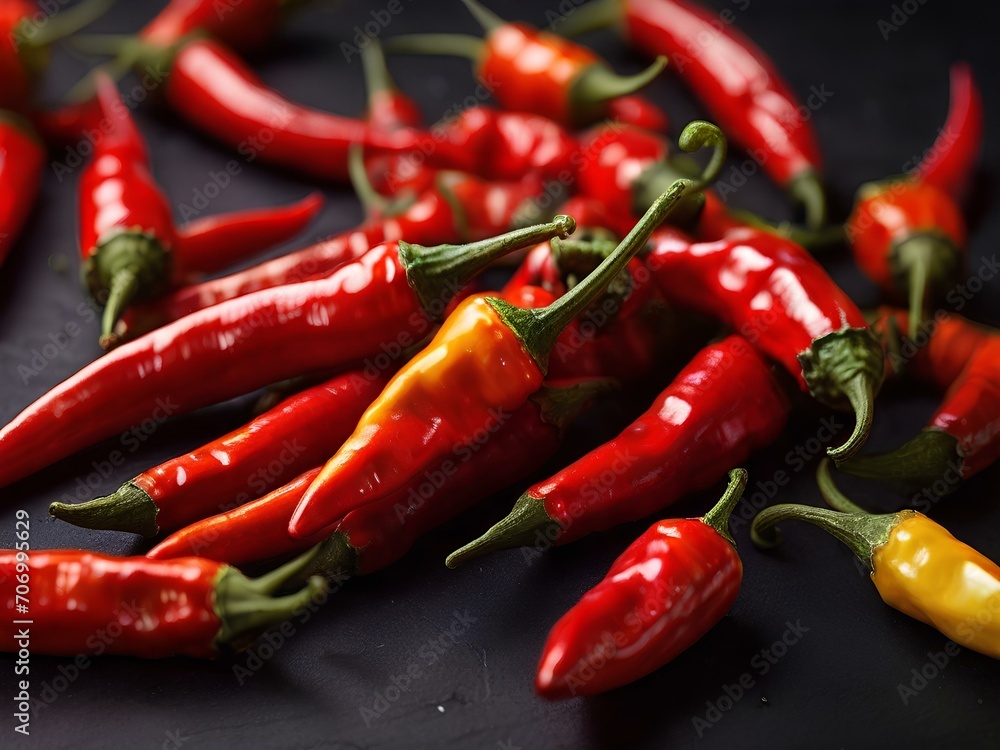 red hot chili peppers, red chili peppers on black background