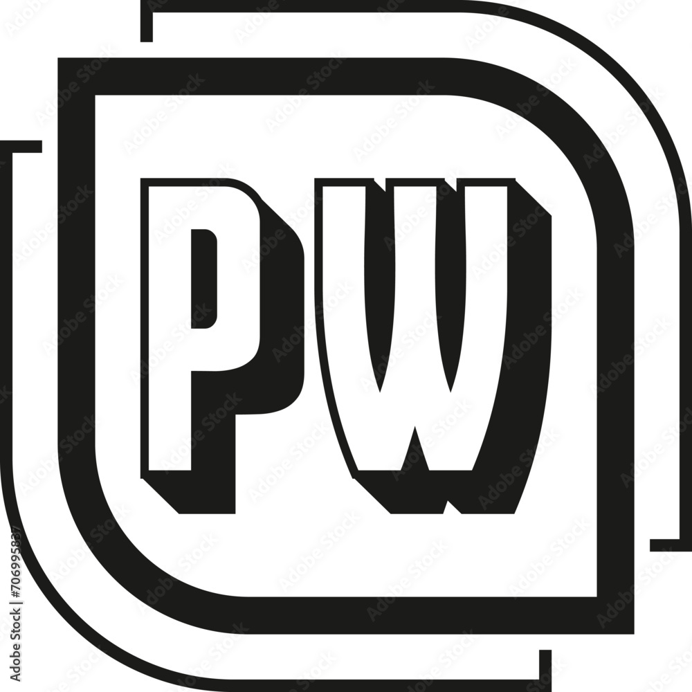 PW letter logo design on white background. PW logo. PW creative initials letter Monogram logo icon concept. PW letter design