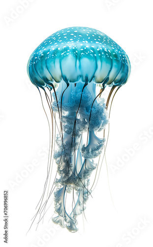 Amazing blue jellyfish on isolated background