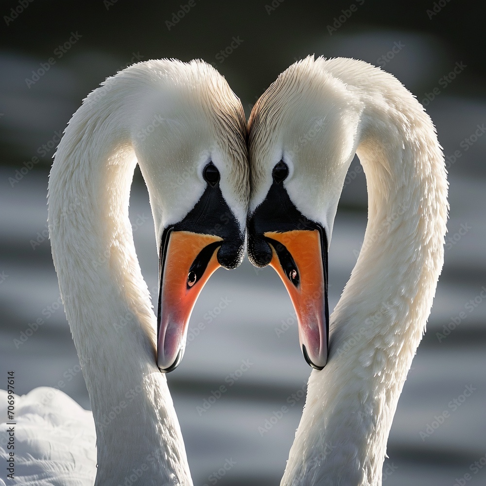 Fototapeta premium two swans on the lake