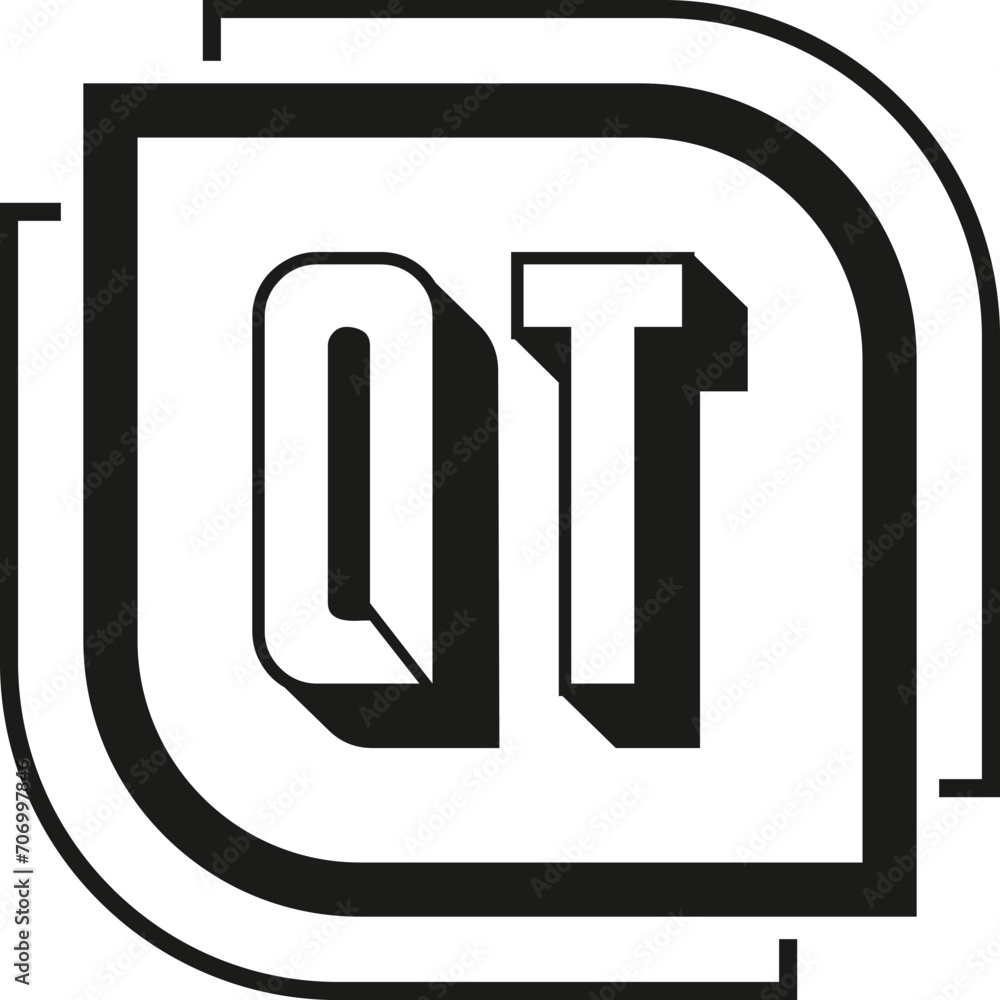 QT letter logo design on white background. QT logo. QT creative initials letter Monogram logo icon concept. QT letter design QT letter logo design on white background. QT logo. QT creative initials letter Monogram logo icon concept. QT letter design