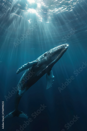 A majestic whale underwater © Cheport