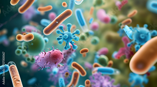 macro view of healthy gut bacteria and microbes