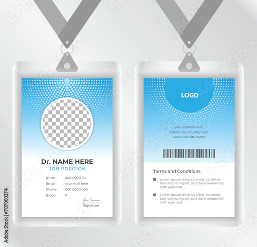 Professional medical ID card template or medical business ID card corporate identity design. Modern Doctor ID Card Template.