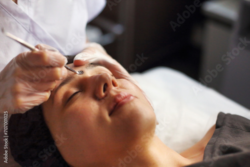 Professional cleansing of acne in a beauty salon