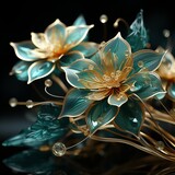 Artistic repre of emerald flower in soft art style Ai generated art