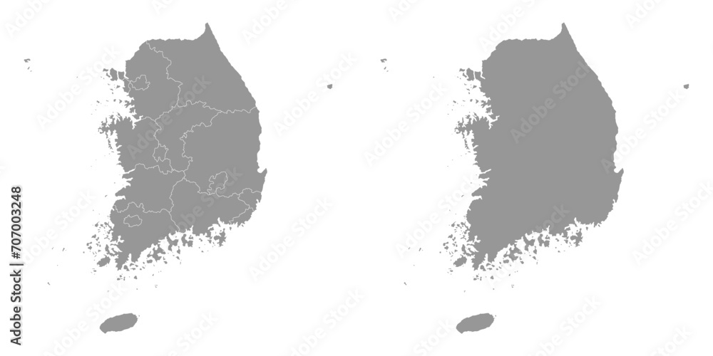 South Korea grey map with provinces. Vector illustration. - obrazy, fototapety, plakaty 