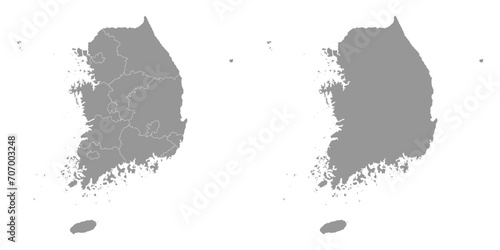 South Korea grey map with provinces. Vector illustration. photo