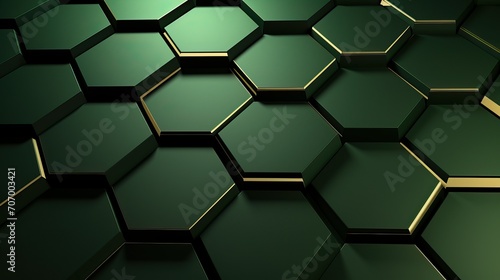 Abstract 3d rendering of hexagon background, Dark green hexagon pattern, Abstract green background, Geometric texture, dark green Hexagonal Background