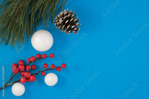 Beautiful Christmas background. holiday decoration top view. Happy New Year greeting card photo