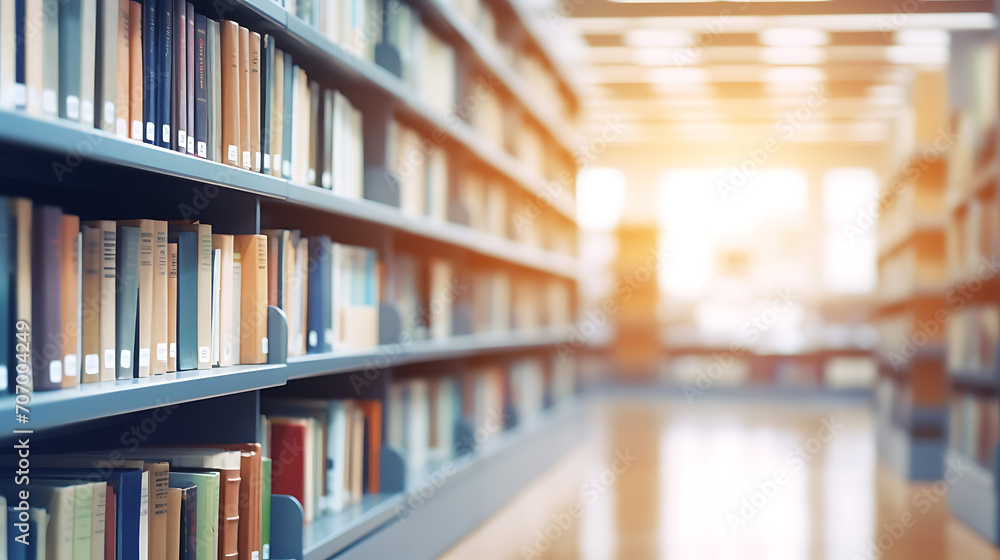 Academic Ambiance, Abstract Blurred Empty College Library Interior Academic Ambiance, Abstract Blurred Empty College Library Interior