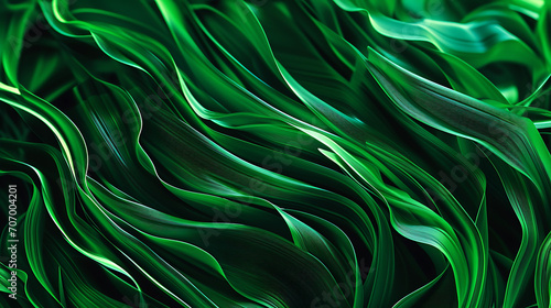 Abstract Botanical Bliss Organic Green Lines Wallpaper Art