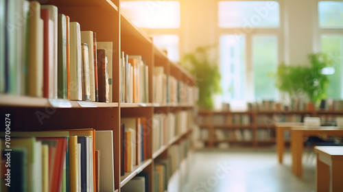 Academic Ambiance  Abstract Blurred Empty College Library Interior