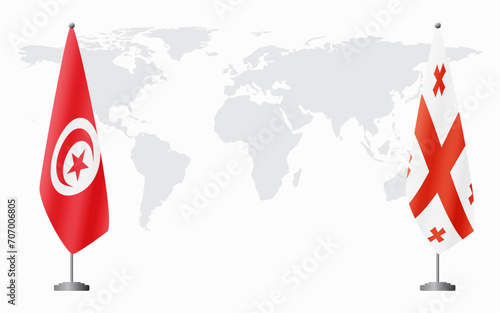 Tunisia and Georgia flags for official meeting