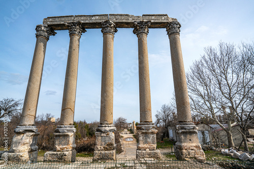 Scenic views from Uzuncaburç, is an archaeological site in Mersin Province, Turkey, containing the remnants of the ancient city of Diokaisareia or Diocaesarea