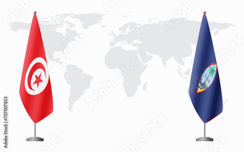 Tunisia and Guam flags for official meeting photo