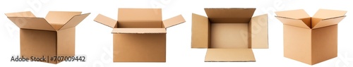 Set of open empty cardboard boxes cut out © Yeti Studio