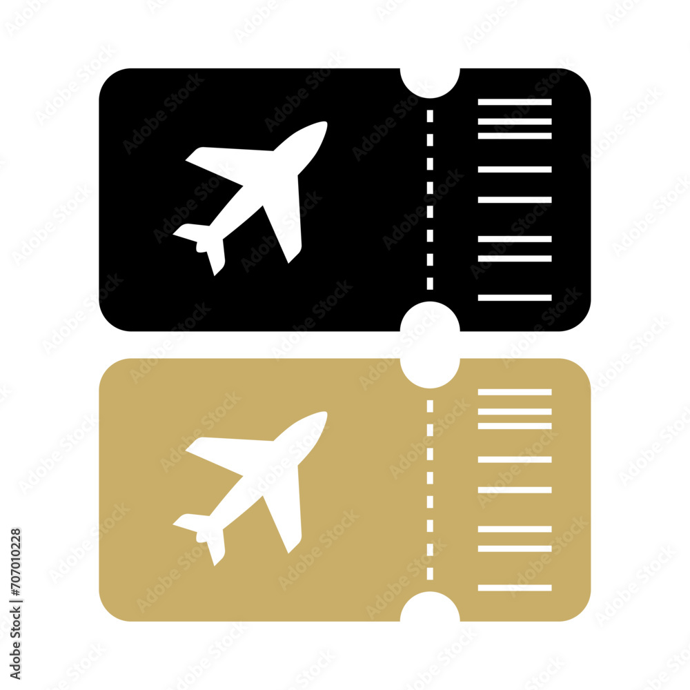 Fototapeta premium Plane paper ticket icon. Ticket travel journey transportation access priority pass. Aircraft trip entry coupon airline airport.