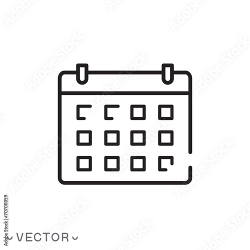 calendar icon, calendar line symbol for web and mobile phone isolated on white background, editable stroke eps 10 vector illustration. 