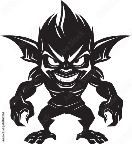 Fényképezés CreepyCreature Full Body Goblin Symbol DiabolicalDwarf Cartoon Evil Goblin