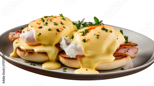eggs benedict png, brunch classic, poached eggs, Canadian bacon, hollandaise sauce, English muffin, breakfast clipart, delicious dish, transparent background, culinary illustration






 photo