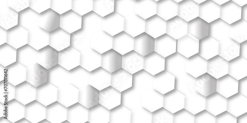 Fototapeta Naklejka Na Ścianę i Meble -  abstract background. Surface polygon pattern with glowing hexagon paper texture and futuristic business. Luxury honeycomb grid White Pattern.