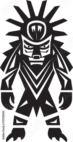Savage Spirit Tribal Character Logo Ancient Animus Vector Cartoon Icon