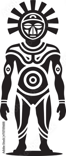 Savage Spirit Tribal Character Logo Ancient Animus Vector Cartoon Icon