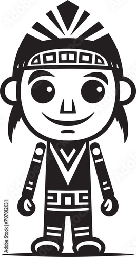 PrimitivePower Vector Cartoon Icon WildWarrior Tribal Vector Symbol