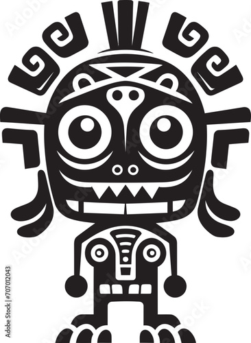 WildWarrior Tribal Vector Symbol TribalTrek Full Body Cartoon Emblem