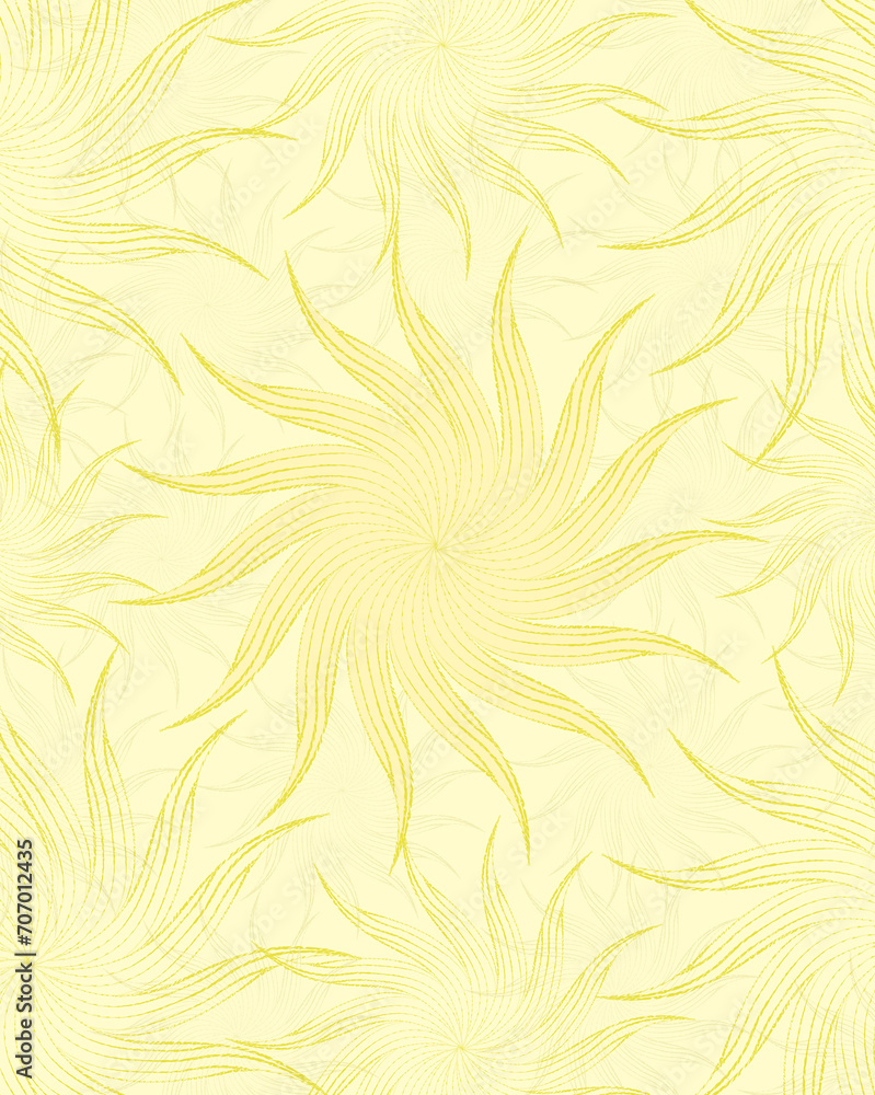 Fototapeta premium Vintage yellow sun rays retro background.Groovy retro abstract sun backgrounds. Organic doodle shapes in trendy naive hippie 60s 70s style. Contemporary poster print banner template. Square wavy.